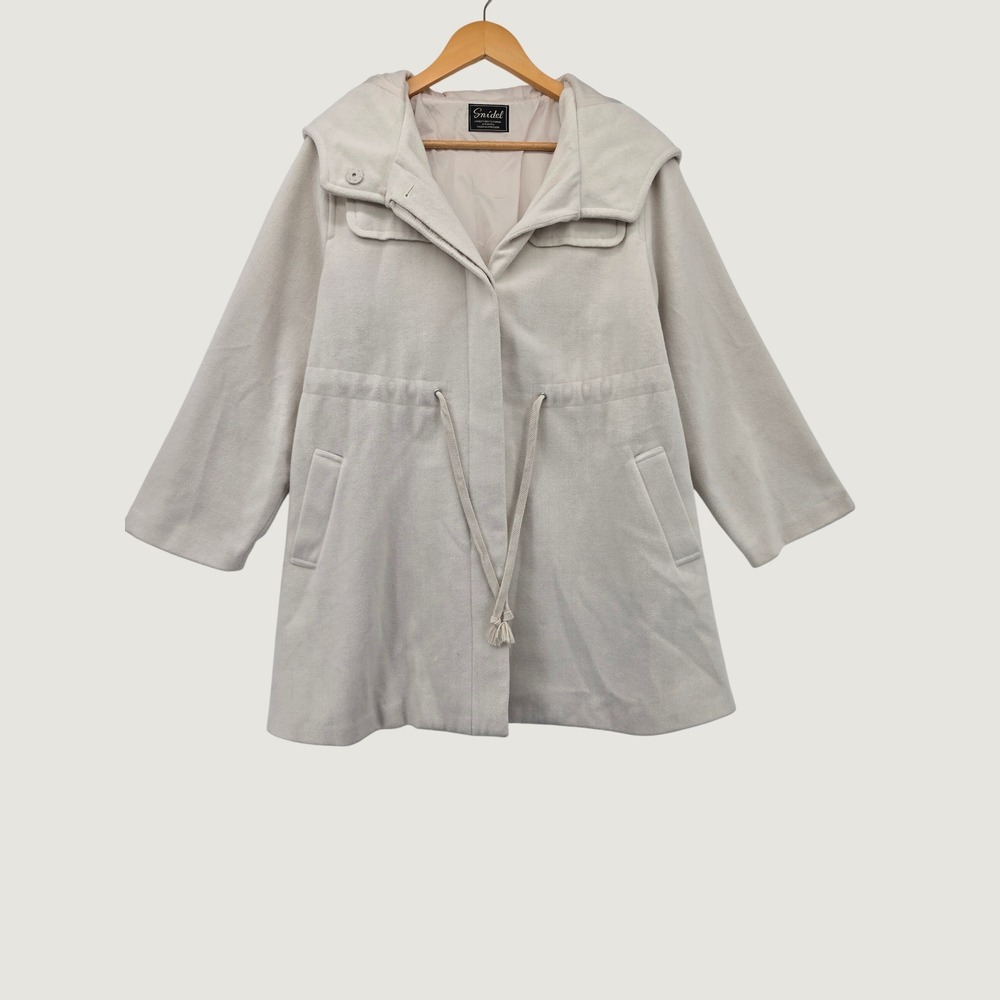 Snidel Hooded Drawstring Coat Cream Beige Wool Blend J-Fashion Jacket SFKB176001